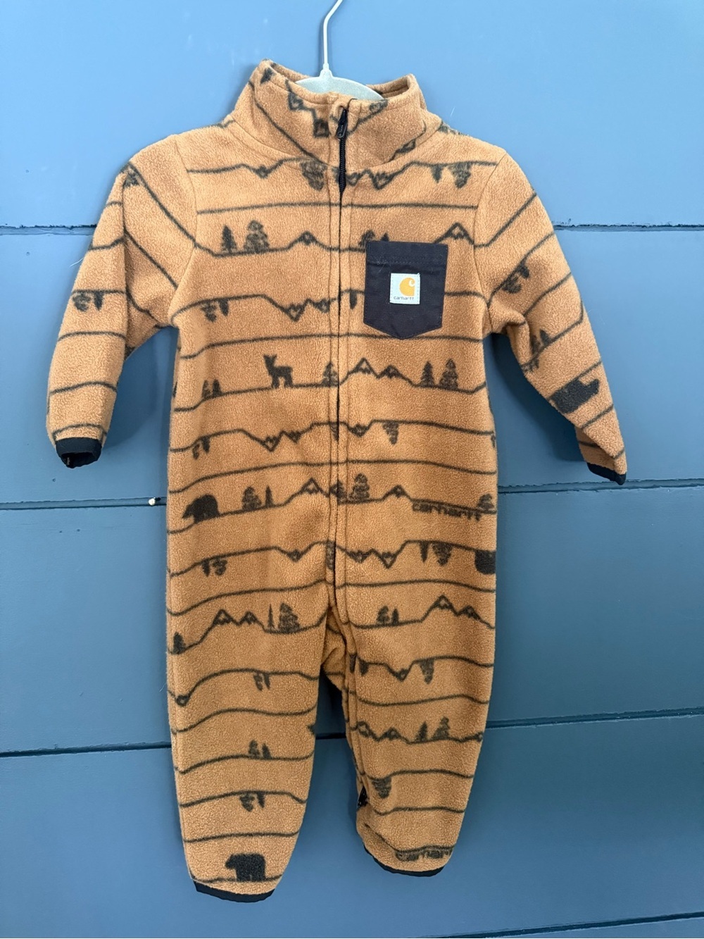 Carhartt fleece zip up coveralls size 12 months